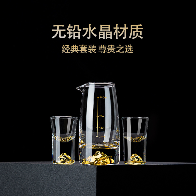 Ly rượu trắng vàng lá Vàng Kim Sơn gia dụng chất lượng Trung Quốc sáng tạo cốc đạn cầm tay pha lê Kim Sơn Bình chia rượu
