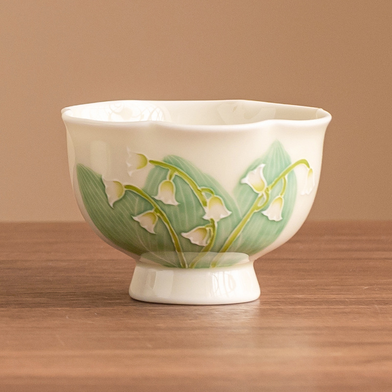 Cốc chủ sở hữu hoa huệ vẽ tay cốc trà chuyên dụng cá nhân cao cấp cốc uống trà gia dụng gốm sứ cốc trà cốc đơn cỡ lớn