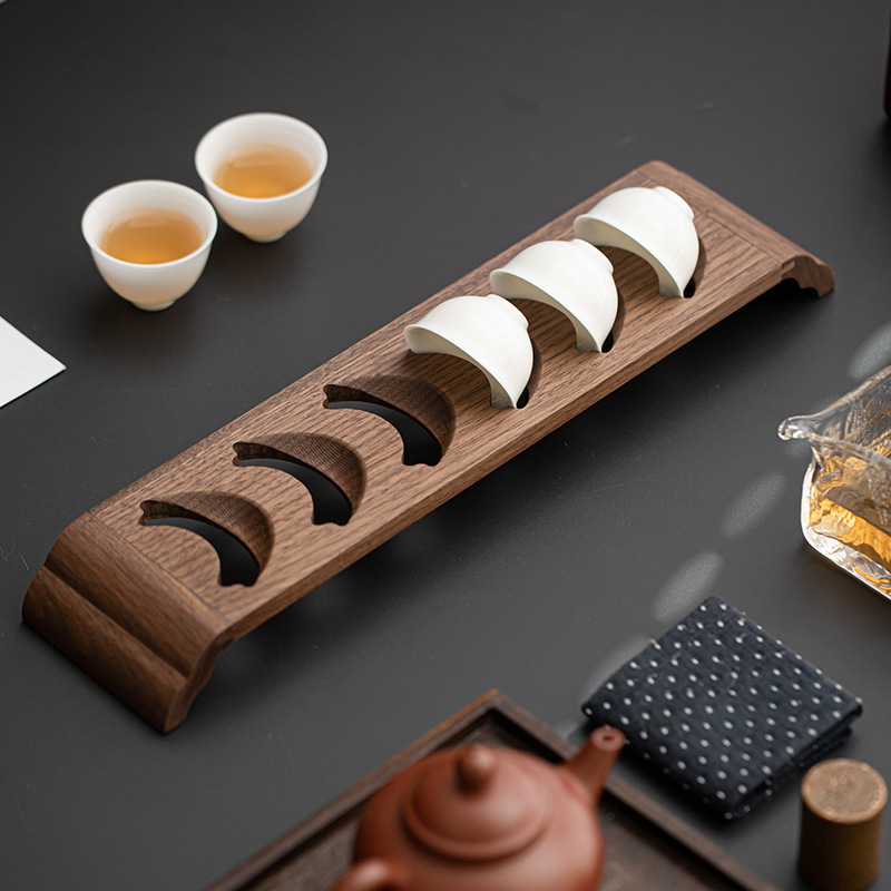 Giá để cốc gỗ nguyên khối kiểu Nhật, giá để cốc, giá để cốc, gỗ óc chó, giá để cốc, giá để cốc, giá để ráo nước, phụ kiện trà đạo