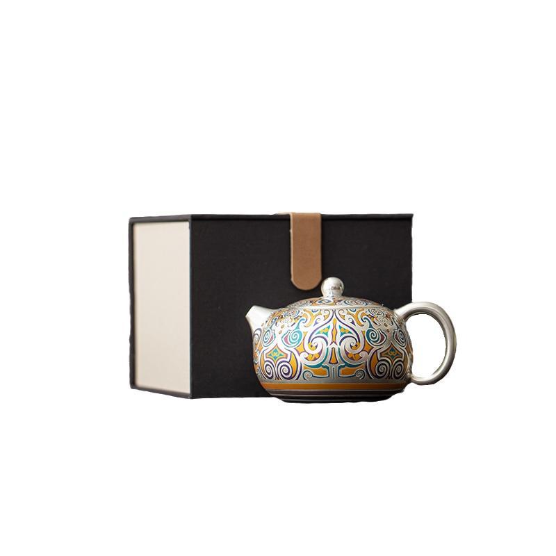 Cao cấp bạc Gongfu He Fusen Master Handmade Xi Shi Ấm trà 999 sterling bạc mạ bạc Ấm trà thời Xuân Thu Chiến Quốc Phượng hoàng