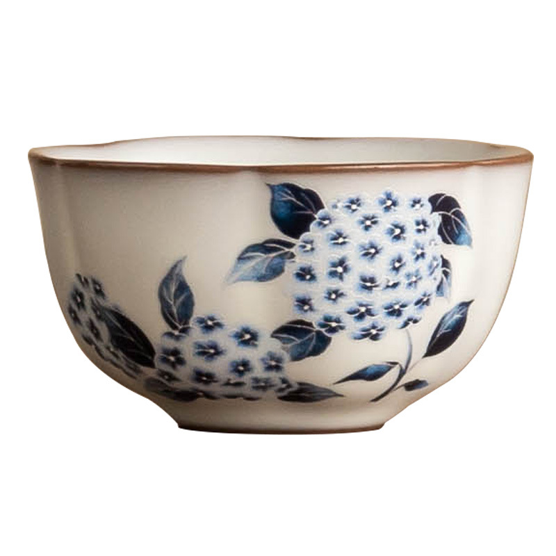 Cốc trà nhỏ tinh tế Ruyao cốc mỡ lợn đông lạnh hoa cẩm tú cầu Ruqing cốc uống trà cốc trà cốc chủ nhân cốc đơn