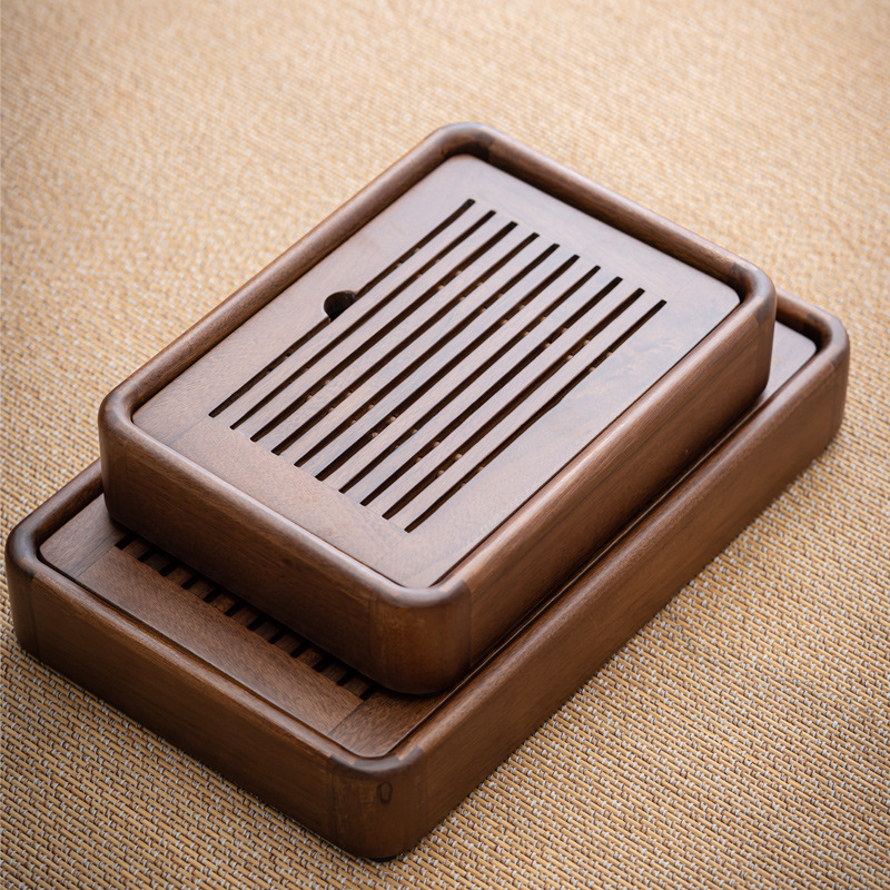 Khay trà Gỗ Óc Chó Khay trà hình chữ nhật đơn giản bằng gỗ nguyên khối khay đựng trà Kungfu pha khô nhỏ cho gia dụng văn phòng