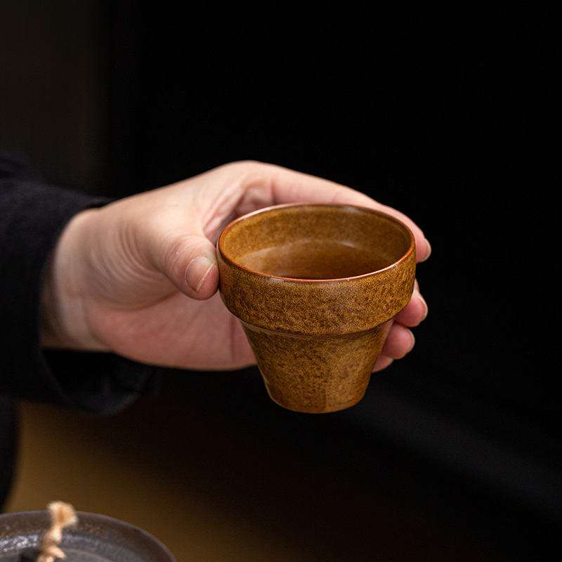 Cốc trà bùn đá cũ, cốc móng ngựa, cốc có ren, cốc đám mây tốt lành, cốc nhỏ uống trà gia dụng cổ điển, cốc đơn, hộp quà trà