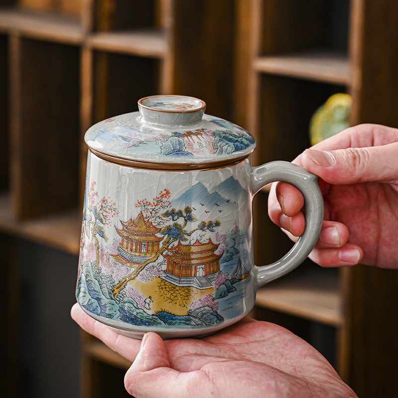 Bộ trà Jingdezhen, cốc nước, cốc pha trà văn phòng gốm sứ, cốc tách trà chuyên dụng cá nhân, bán buôn quà tặng