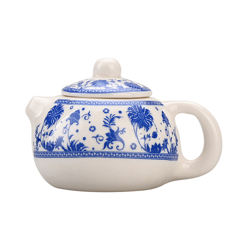 Ấm trà màu xanh và trắng đầu ngón tay đồ trang trí thú cưng ấm trà bỏ túi ấm trà chơi trà dụng cụ pha trà dung tích nhỏ ấm trà phụ kiện dụng cụ pha trà