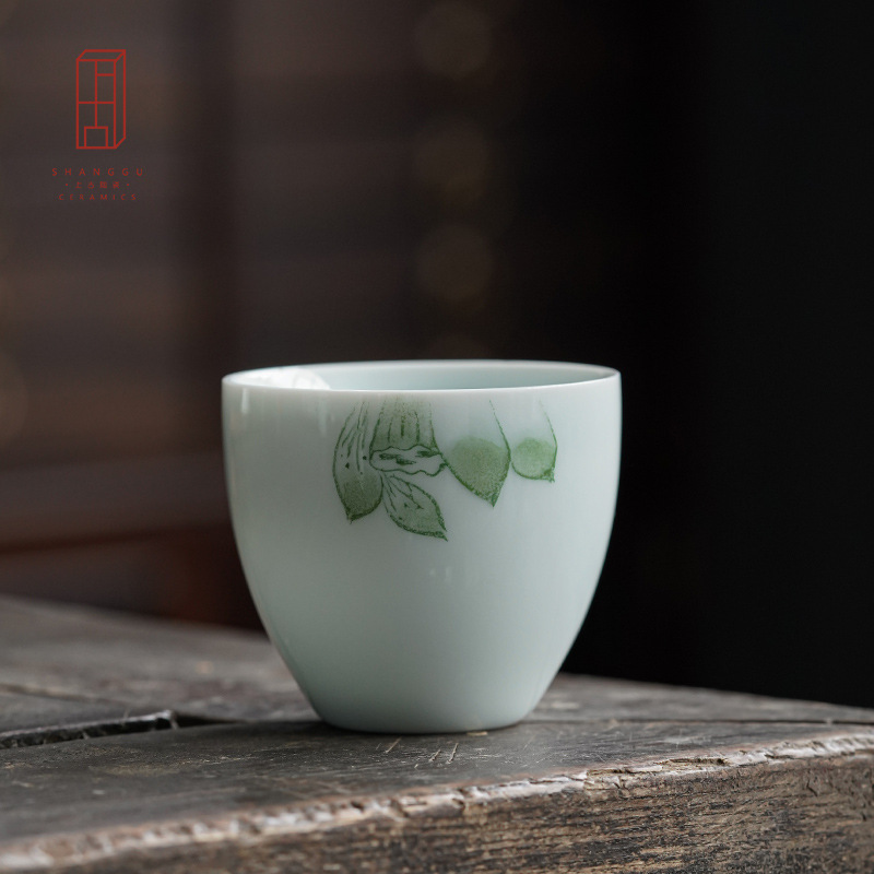 Bộ trà men ngọc vẽ tay, tách trà Kung Fu, tách trà, tách trà, tách chủ nhân cá nhân, tách trà gốm sứ
