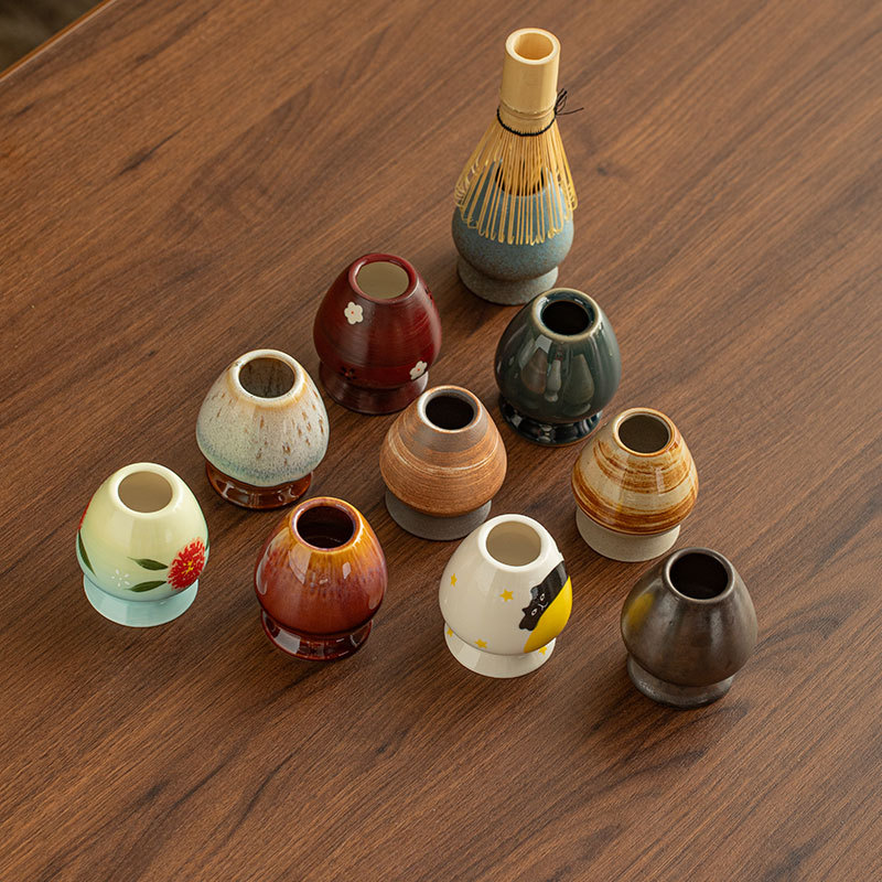 Bình trà gốm sứ, dụng cụ pha trà matcha, bàn chải trà matcha Nhật Bản, phụ kiện trà đạo