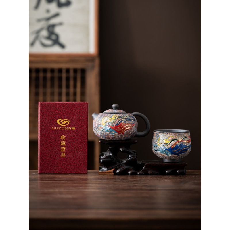 Ấm trà mỏ đá, dụng cụ pha trà lốp sắt thủ công, dụng cụ pha trà Kung Fu gia dụng, ấm đơn lỗ bóng Đôn Hoàng Feitian Xishi sáng tạo