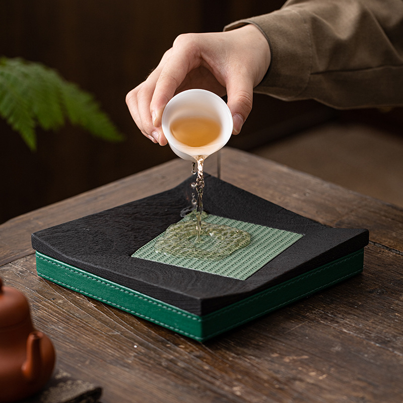 Bàn trà gỗ nhỏ bằng gỗ sáp trắng nướng than cổ điển kiểu mới Khay trà pha khô khay thủ công khay pha khô bằng gỗ