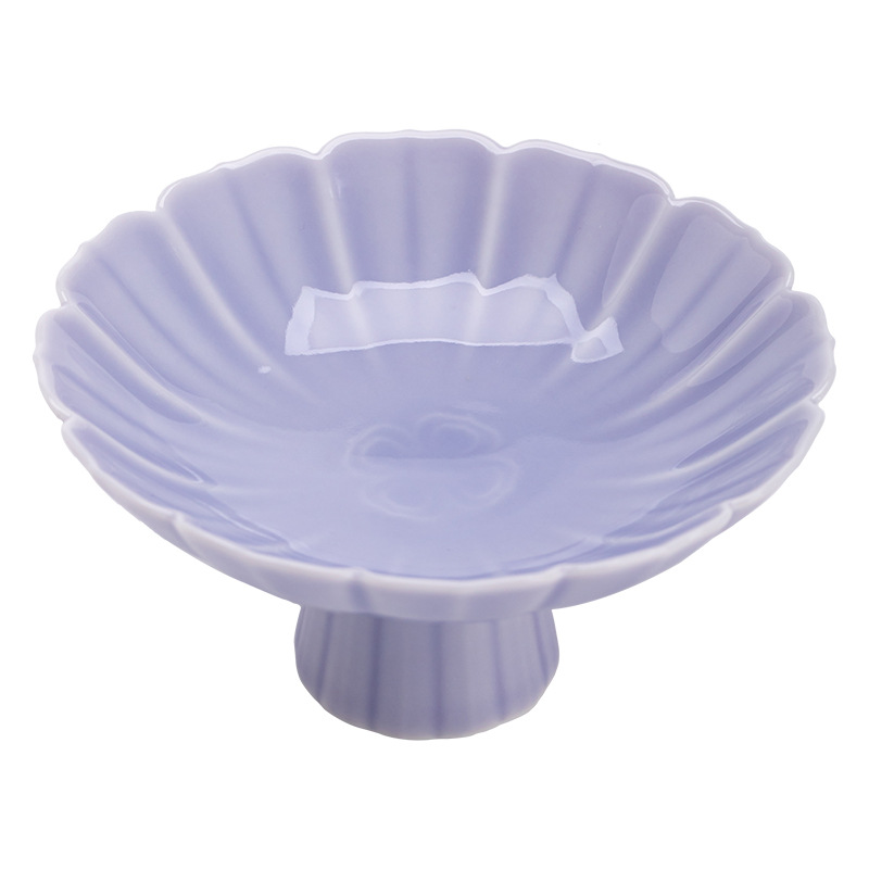 Đĩa giải khát Yulian Đĩa chấm điểm chân cao cỡ nhỏ mini Bàn trà gia dụng bằng gốm Đĩa trái cây Đĩa ăn vặt bánh ngọt