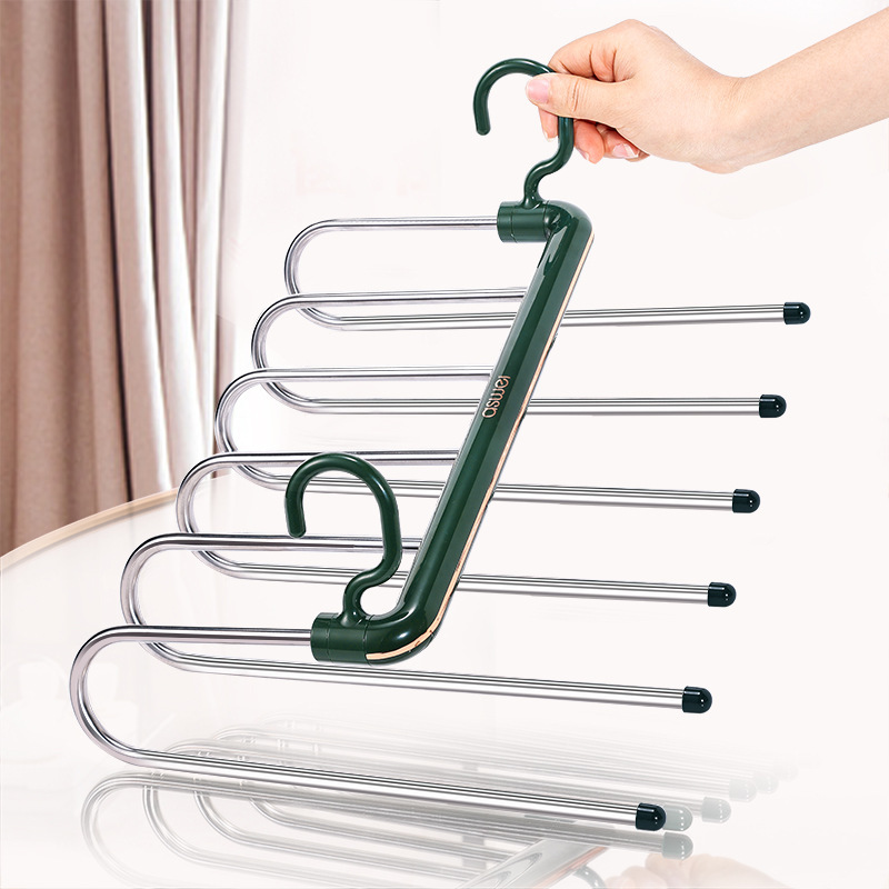Móc quần Gấp Móc treo quần nhiều lớp đa chức năng kẹp quần không dấu ma thuật gia dụng Móc treo tủ Quần bảo quản đồ dùng thần thánh móc treo quần
