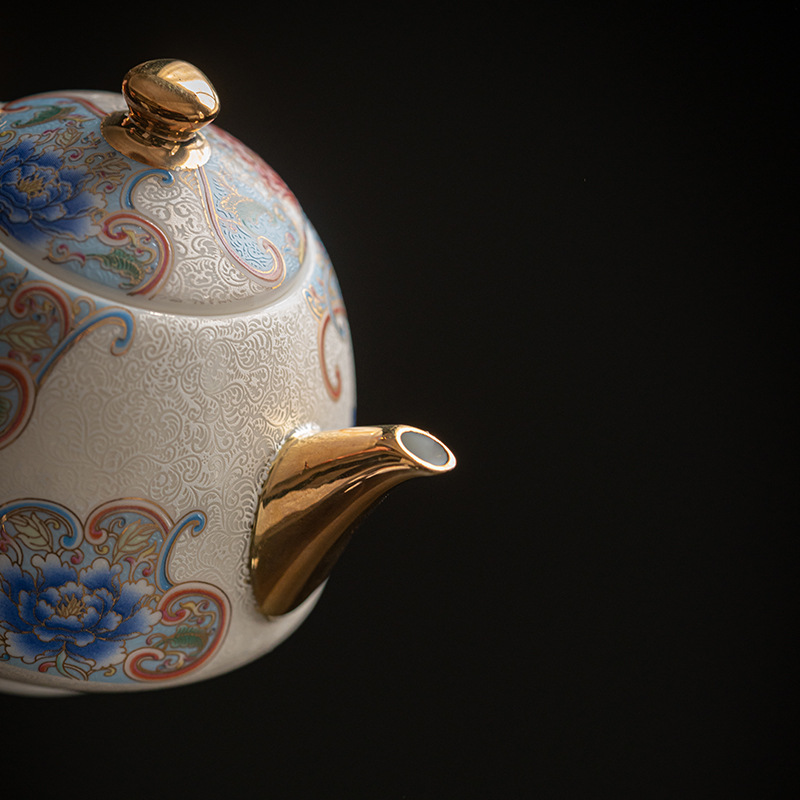 Ấm trà cổ tử thủ công tráng men, ấm trà nhỏ gia dụng, ấm trà phong cách Trung Quốc gốm sứ, 1 ấm 2 cốc