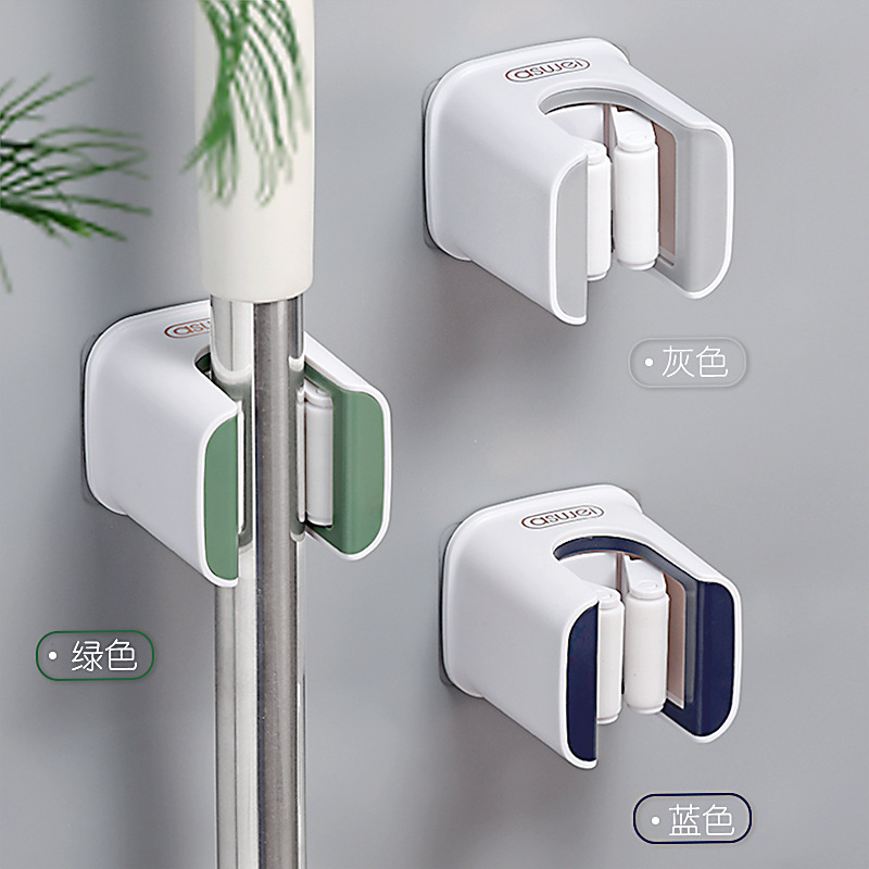 Móc treo cây lau nhà không đục lỗ treo tường nhà vệ sinh kẹp chổi mạnh dụng cụ thần thánh giá treo cây lau nhà Giá đựng khóa cố định