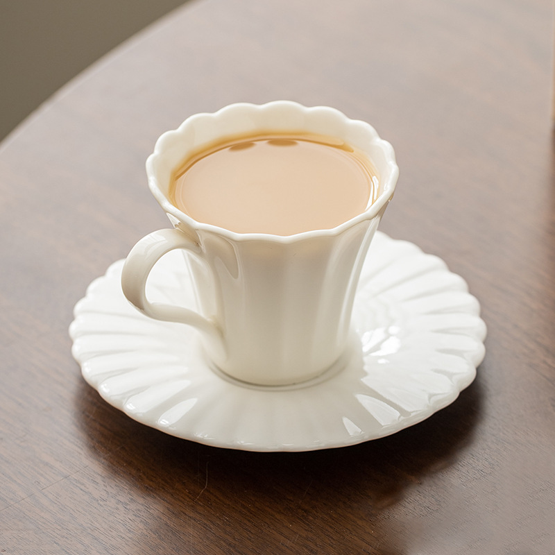 Bộ cốc và đĩa cà phê hoa trường thọ cốc nước gia đình có đĩa cốc văn phòng cho nữ cốc gốm sứ giá trị cao cốc sữa