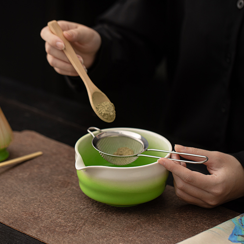 Yjian Gradient Matcha Bộ tám món Phụ kiện bộ trà gia dụng Giả Song điểm trà đạo trà Baixi bát trà bàn chải lọc