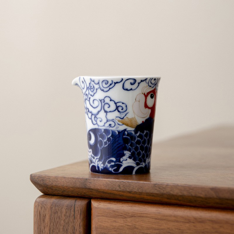 Cốc sứ ngọc bích mỡ cá rồng Nafu, bộ trà gốm sứ, tách trà, tách đều, bán buôn phụ kiện trà đạo biển trà đơn