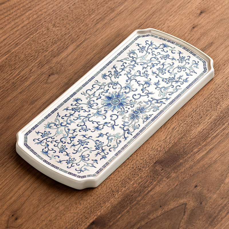 Đĩa pha khô Fuyun Nian Lian mạ bạc, bàn trà nhỏ, khay trà, bộ trà cao cấp, khay trà, bình gốm, khay trà, khay pha khô