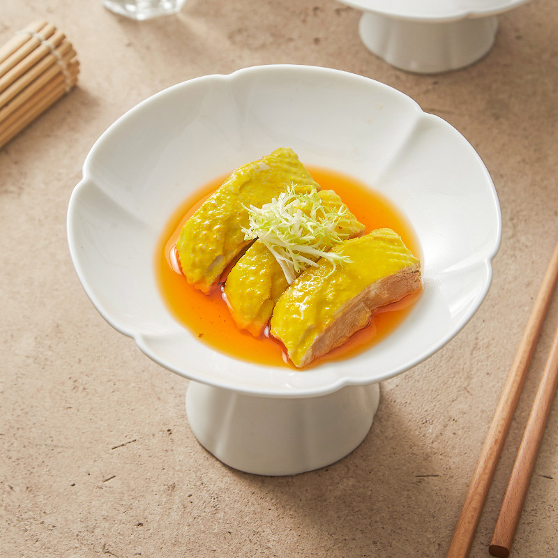 Đồ giải khát chân cao Zen Món ăn nguội Đĩa Rau lạnh Bộ đồ ăn sáng tạo của khách sạn Đĩa chân cao tinh tế Đĩa đồ ăn nhẹ