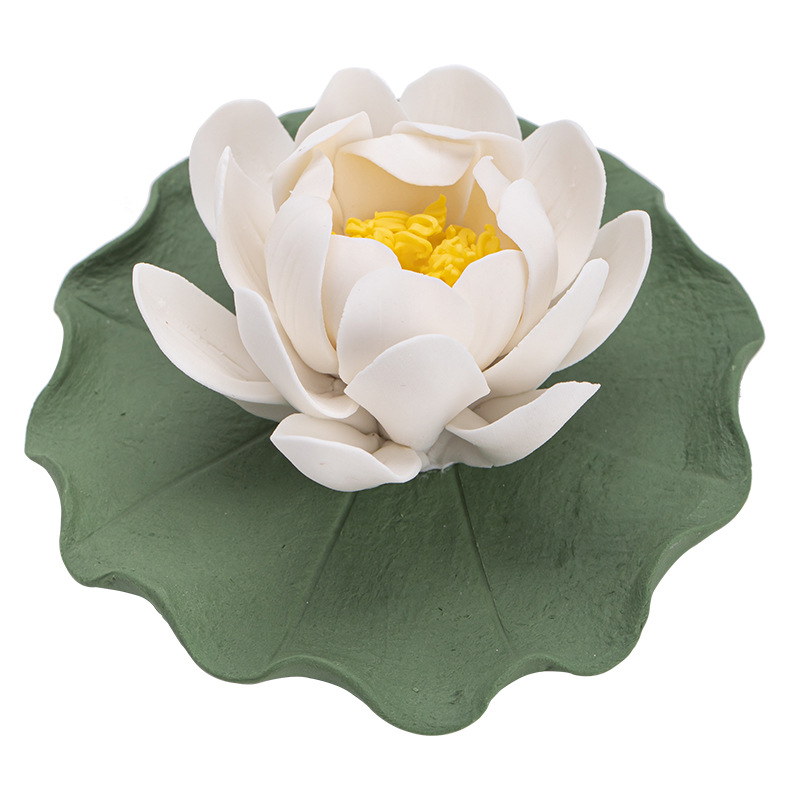 Đồ trang trí thiền cắm hương hoa sen trắng gốm sứ sáng tạo, giá hương nhỏ gia dụng, bình hương, lư hương