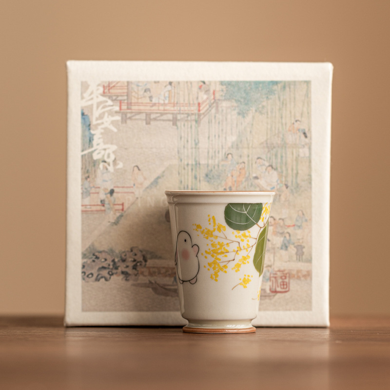 Cốc chủ nhân Moon Rabbit Ngửi Hương Cốc trà vẽ tay gốm sứ Trung Quốc Cốc đơn trà gia dụng cao cấp Bộ trà Kung Fu Cốc trà