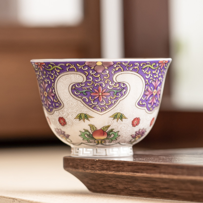 Tách trà men cloisonné 999 cốc chủ nhân cao cấp mạ bạc cốc trà phục vụ hương vị thanh lịch cốc trà cốc đơn