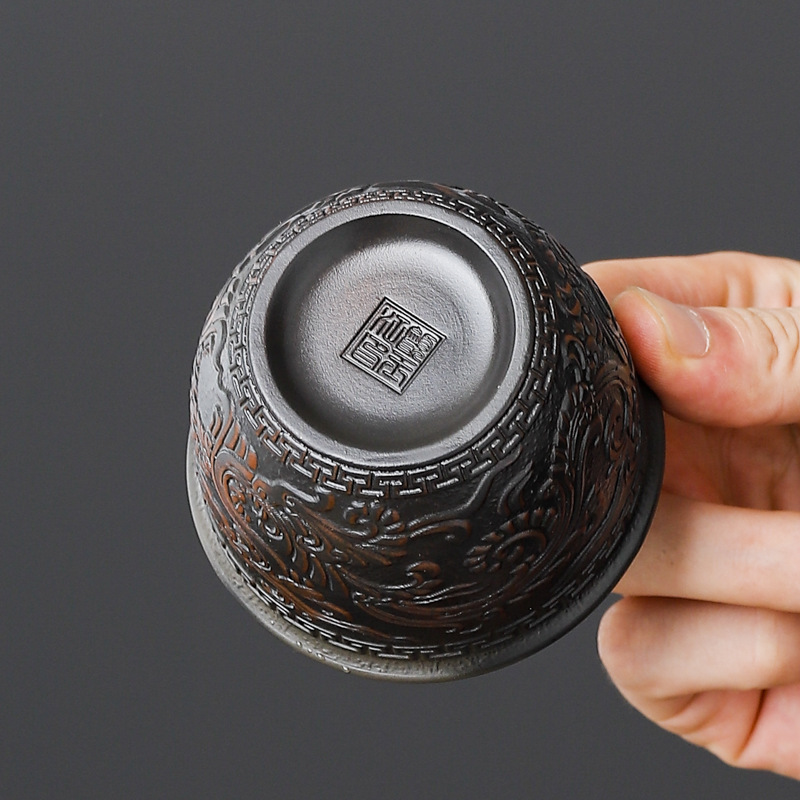 Cốc trà gốm tím cao cấp cốc chủ nhân cốc đơn lớn chống bỏng bộ trà công phu cát tím thủ công bán buôn cốc trà