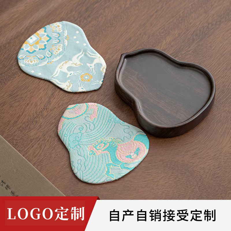 Khay pha khô khay trà loại nhỏ lót ấm trà gỗ óc chó Phúc Lộc kiểu Trung Quốc mới lót cốc lót bàn phụ kiện bộ trà gia dụng lót bàn