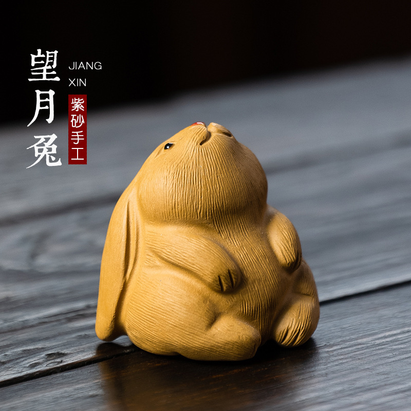 Nghi Hưng tử sa cung hoàng đạo thỏ trà vật nuôi có thể nuôi Khay trà đồ trang trí bàn trà Phụ Kiện Bộ trà sáng tạo chơi trà Mochizuki Rabbit