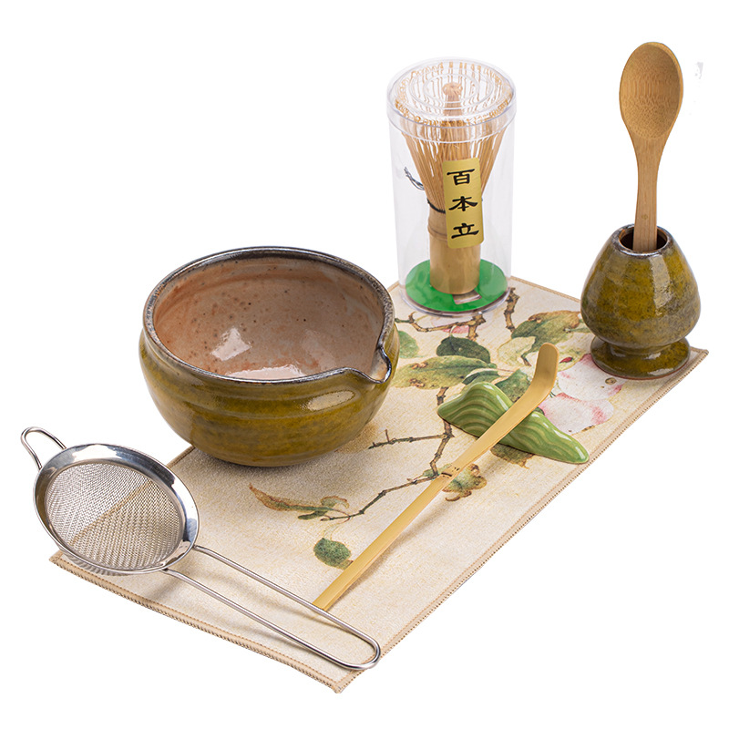 Bộ tám món matcha xi lanh Yaochang, dụng cụ pha trà hoàn chỉnh của nhà Tống, bát trà, máy đánh trà, bàn chải trà, trà đạo Nhật Bản