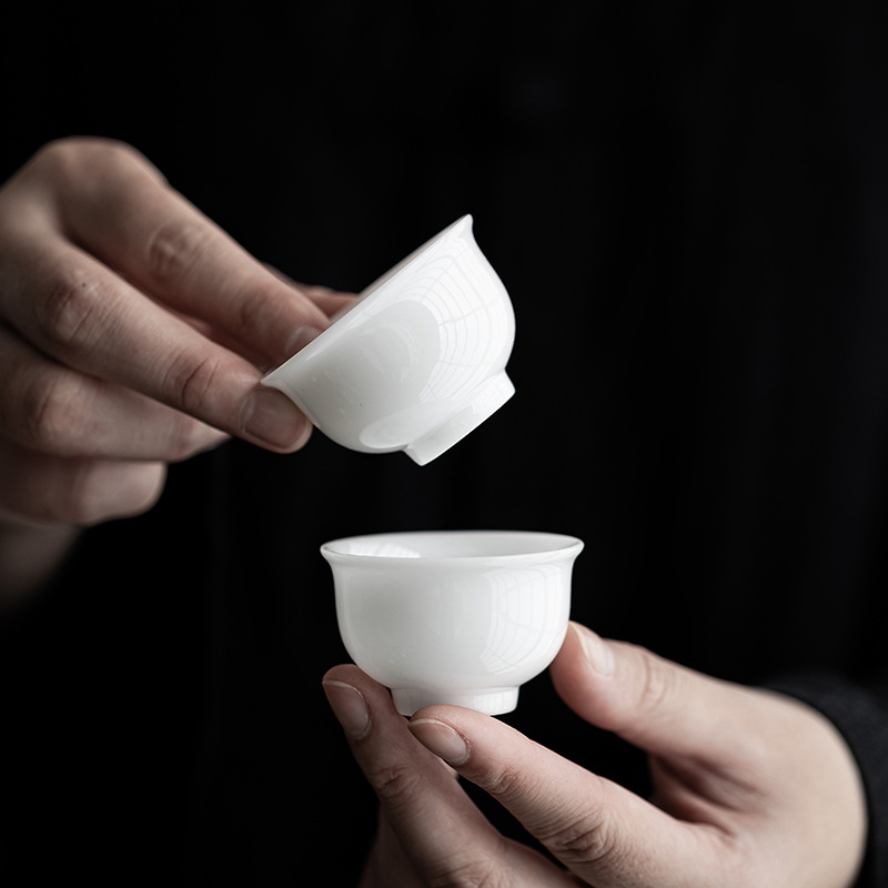 Cốc nước đá sứ ngọc bích cốc trà cốc trà cốc trà sứ trắng cốc trà Kung Fu Cỡ Nhỏ cốc cá nhân cốc trà gốm sứ gia dụng