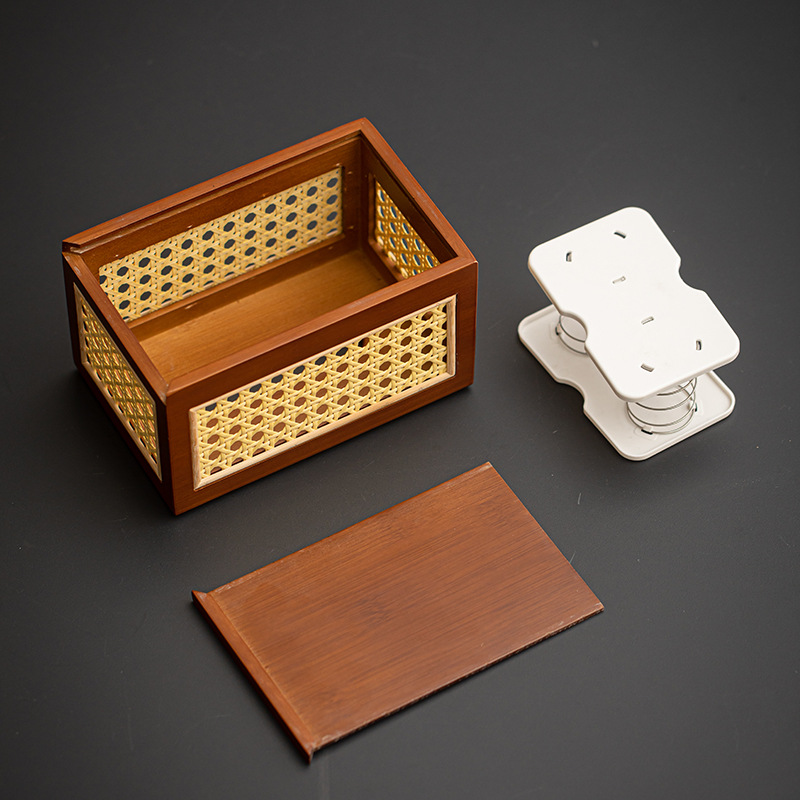 Hộp giấy rút mây giá trị cao hộp giấy rút khăn giấy đựng bàn cà phê phòng khách phòng ngủ gia dụng hộp khăn giấy đan mây giả tre kiểu Nhật