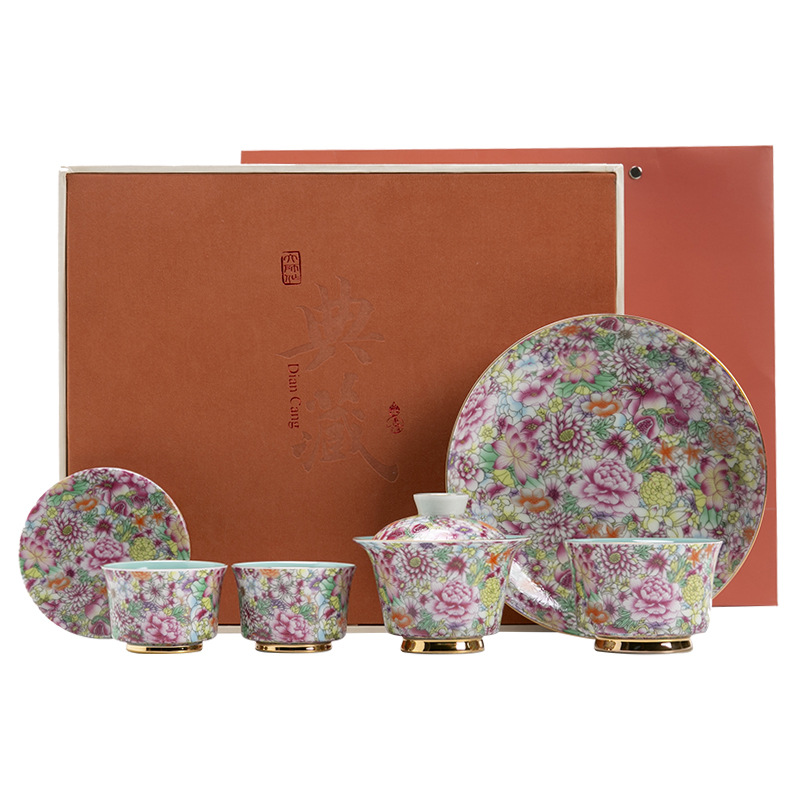 Bộ ấm trà tráng men, cốc trà gốm sứ cao cấp sang trọng nhẹ gia dụng, cốc chủ nhân, cốc đơn, bát có nắp, ấm pha trà, quà lưu niệm