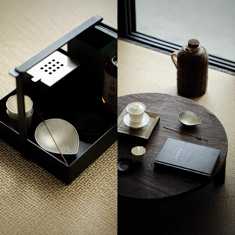 Đồ pha trà nhỏ thủ công thiếc nguyên chất hoa văn búa sen trà cổ điển máy pha trà dụng cụ pha trà đạo kim trà thìa trà số