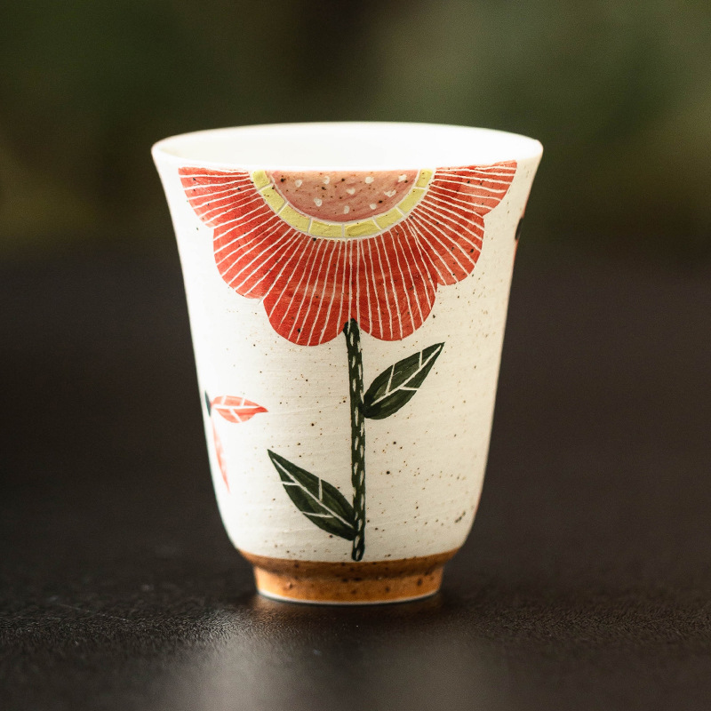 Chén trà hương gốm sứ chạm khắc màu hồng, cốc chủ nhân đãi khách gia dụng, cốc cao cấp đơn, bộ trà kungfu, chén trà