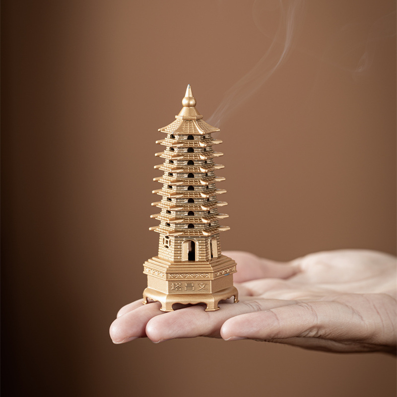 Đầu ngón tay Tháp Văn Long Hợp kim Lư hương Nhỏ Xiangyun Bột không dính Gỗ đàn hương Gỗ đàn hương Làm sạch không khí Trong nhà Hương liệu lâu dài