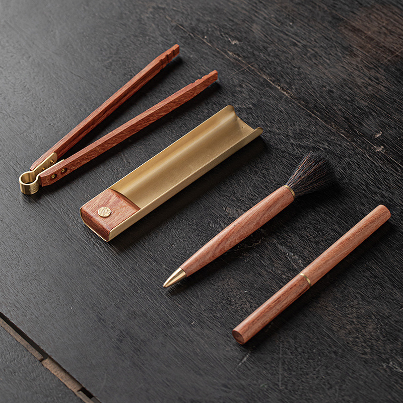 Bán buôn bộ bốn món trà, Bộ sáu quý ông, phụ kiện trà đạo, đồ trang trí nghệ thuật trà cao cấp gia dụng, thìa trà, bút trà