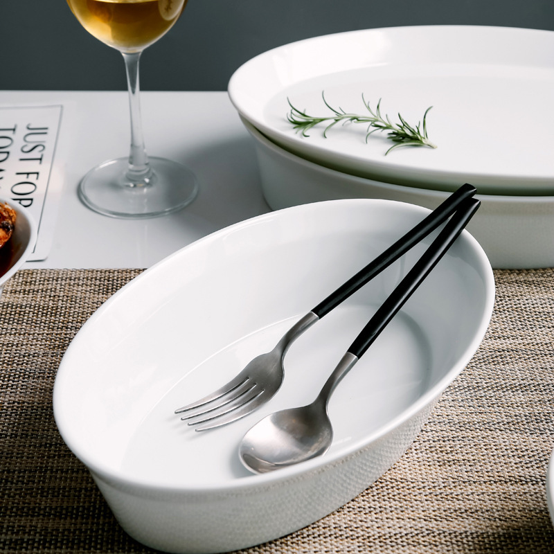 Bộ đồ ăn sứ trắng cao cấp, thiết kế sáng tạo, dành cho nhà hàng, câu lạc bộ cao cấp, thương mại, đĩa sứ trắng tinh khiết.