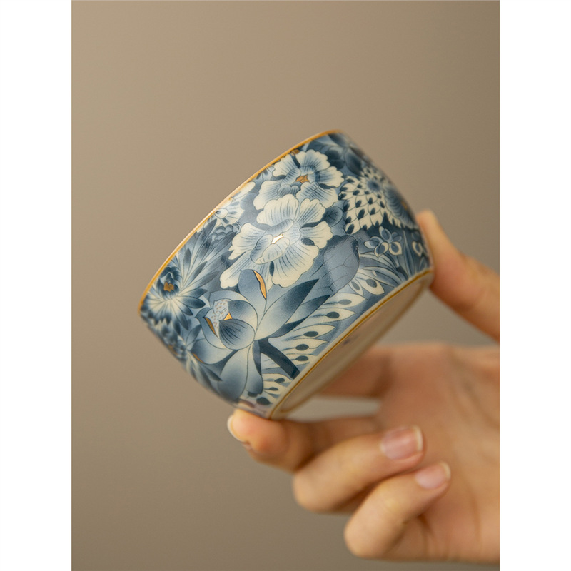 Cốc chủ nhân Ruyao Jinwanhua cốc trà cốc trà cao cấp cốc trà đơn gốm sứ chuyên dụng cá nhân cốc trà