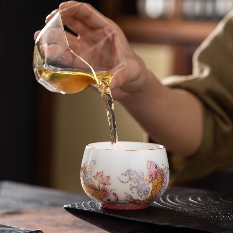 Cốc chủ nhân loại băng cao cấp, quà tặng gia dụng chuyên dụng cá nhân cỡ lớn, trà gốm sứ, mỡ cừu, cốc trà ngọc, hộp quà