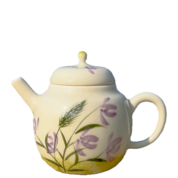 Ấm trà gốm sứ lan vẽ tay để pha trà, nồi cầm tay gia đình nhỏ tráng men Trung Quốc, bộ trà kung fu nồi đơn