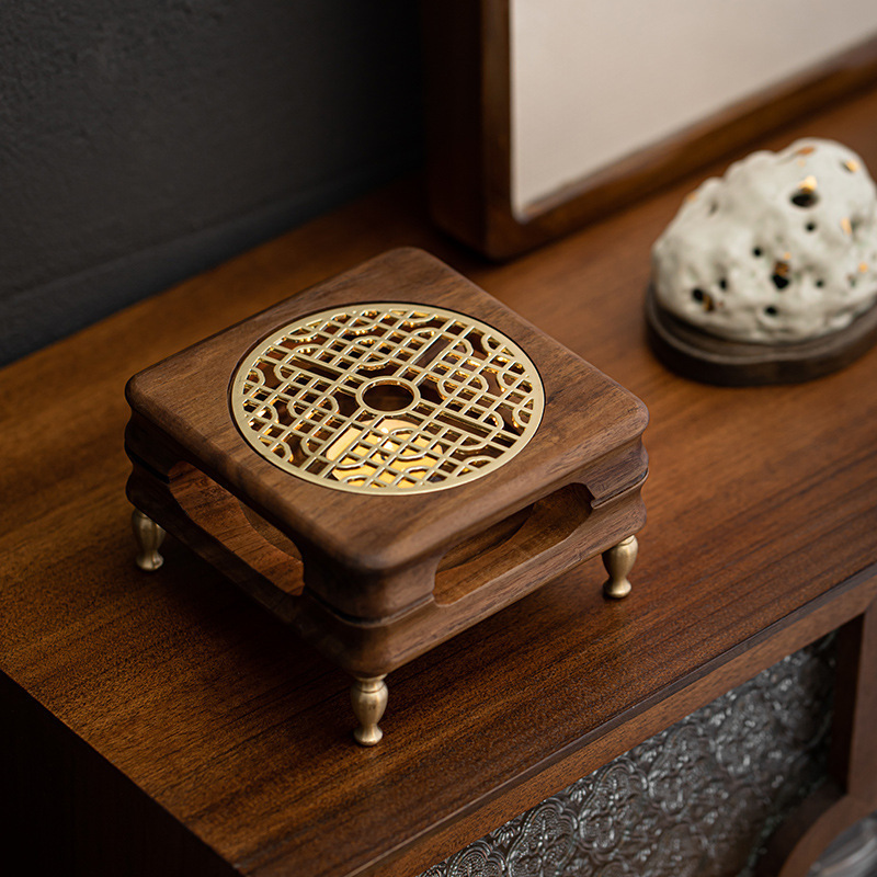 Bếp ấm trà gỗ óc chó kiểu Trung Quốc bếp trà nhỏ gia dụng nến gỗ rắn sưởi ấm bếp trà ấm bếp ấm trà nhỏ