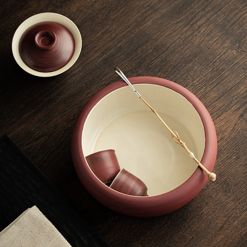 Rửa trà hồng, rửa cốc thủy tinh wabanji gốm sứ kiểu Trung Quốc, rửa bút, phụ kiện bộ trà kungfu, bể đựng bã trà dung tích lớn