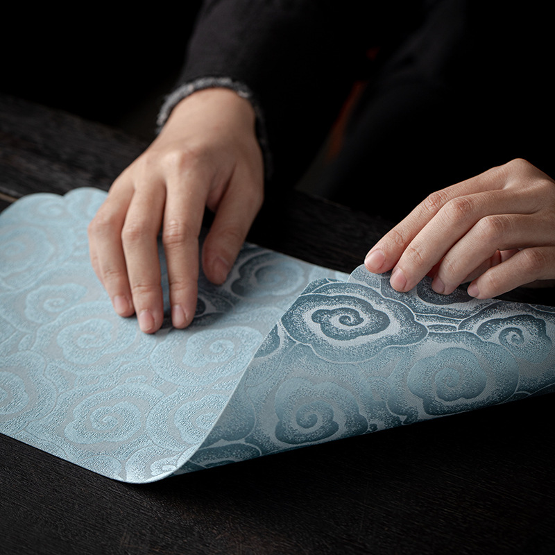 Bàn trà mây lành mới phong cách Trung Quốc Bàn Trà Bông lanh cờ trà Thiền bàn trà vải nghệ thuật bàn trà đạo bàn trà đạo