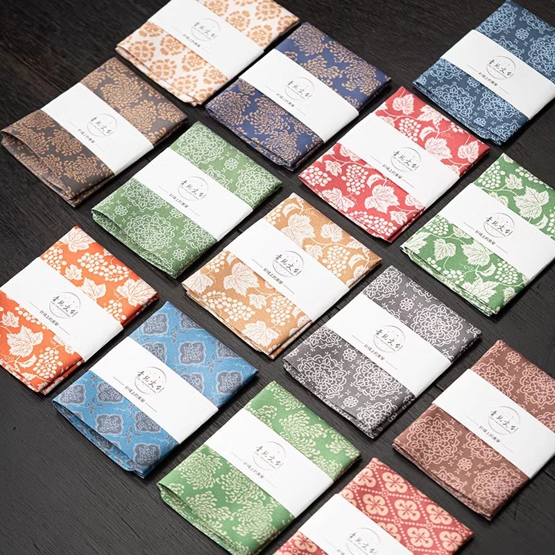 Bộ trà Tang Tuanhua cotton lanh in hoa khăn trà thấm nước khăn trải bàn hai lớp mỏng nhẹ khăn lau phụ kiện trà đạo Kung Fu