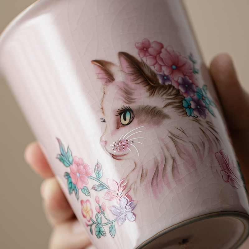 Cốc coca mèo hồng, cốc tiện dụng bằng gốm, cốc trà cỡ lớn, cốc cá nhân dành cho nữ, cốc đơn có thể mở được, hộp quà