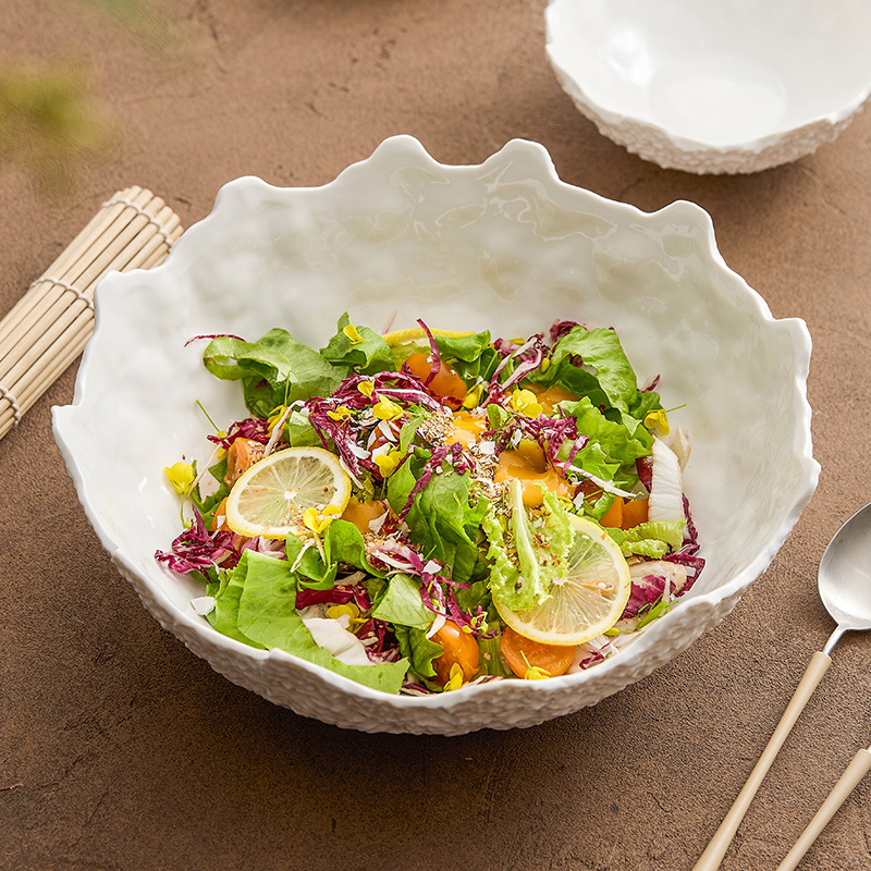 Bát có hoa văn đá, bát salad trái cây đẹp đặc biệt cho gia đình, bộ đồ ăn khách sạn, bát súp gốm sứ