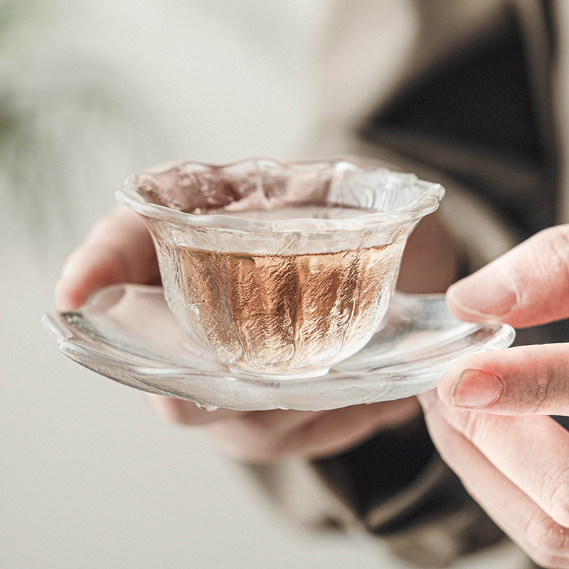 Cốc pha lê thủy tinh cánh hoa tách trà bộ trà nữ giá trị cao cốc chủ nhân trà chiều tinh tế cốc chủ nhân nếm trà