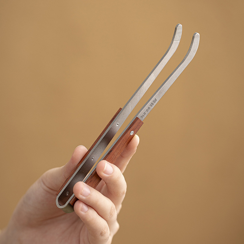 Bộ dụng cụ pha trà kẹp trà chống trượt titan nguyên chất Bộ dụng cụ pha trà kẹp kẹp trà Kung Fu cao cấp