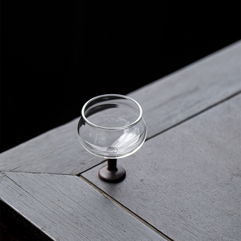 Cốc trà chân cao thủy tinh chịu nhiệt cốc gia chủ thủ công cốc đãi khách bộ trà kungfu cao cấp cốc đơn