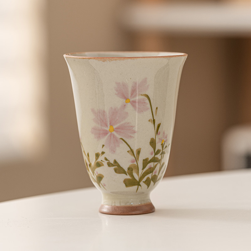 Cốc hương thơm hoa cúc nhỏ màu xám thực vật cốc chủ nhân Bộ Trà Công Phu cốc trà gốm sứ cốc uống trà cốc nước gia dụng cốc đơn